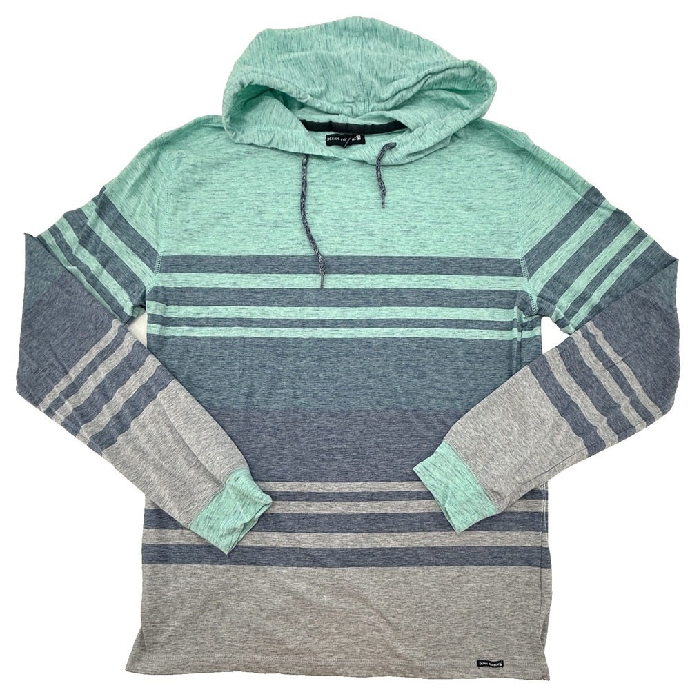 Ocean Current Hoodie Mens L Striped Lightweight Pullover Surf Casual Shirt